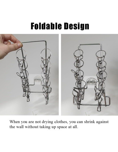 Clip para Calcetines Plegable OULIGET 10 Ganchos Acero Inoxidable