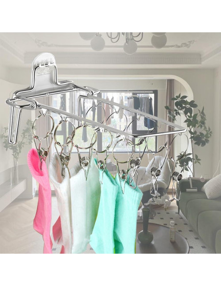 Clip para Calcetines Plegable OULIGET 10 Ganchos Acero Inoxidable