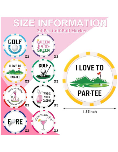 Set de Fichas de Póker para Golf Sosation 24 Piezas 4 cm