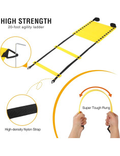Kit de Entrenamiento de Agilidad REDCAMP - Escalera 6.1m, 10 Conos, Paracaídas 2