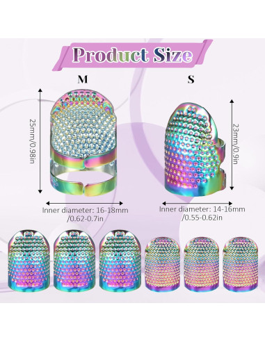 6 Dedales de Metal Ajustables EupHHonycs para Costura