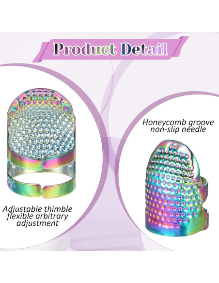 6 Dedales de Metal Ajustables EupHHonycs para Costura