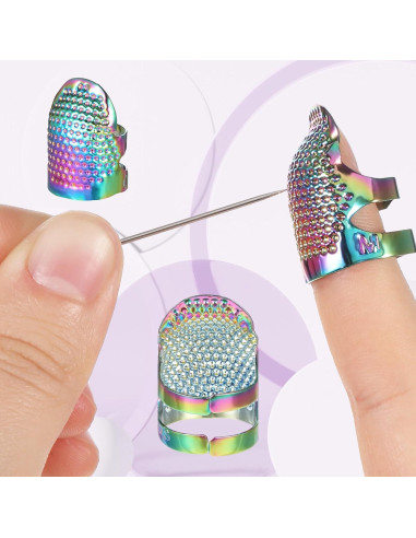 6 Dedales de Metal Ajustables EupHHonycs para Costura