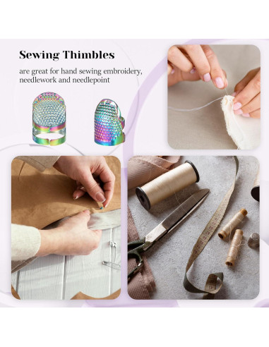 6 Dedales de Metal Ajustables EupHHonycs para Costura