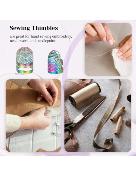 6 Dedales de Metal Ajustables EupHHonycs para Costura