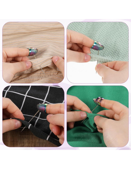 6 Dedales de Metal Ajustables EupHHonycs para Costura