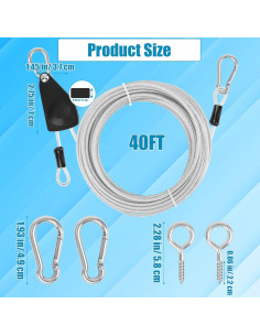 Cuerda Retráctil de Secado Anglekai 12.2m con Polea y Hebillas 2