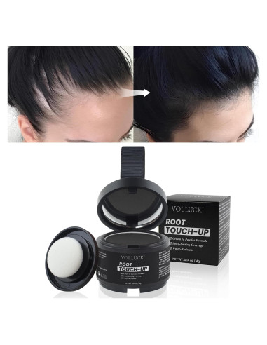 Polvo para Cabello VOLLUCK Negro - Cubre Raíces Grises y Volumen
