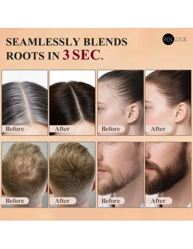 Polvo para Cabello VOLLUCK Negro - Cubre Raíces Grises y Volumen