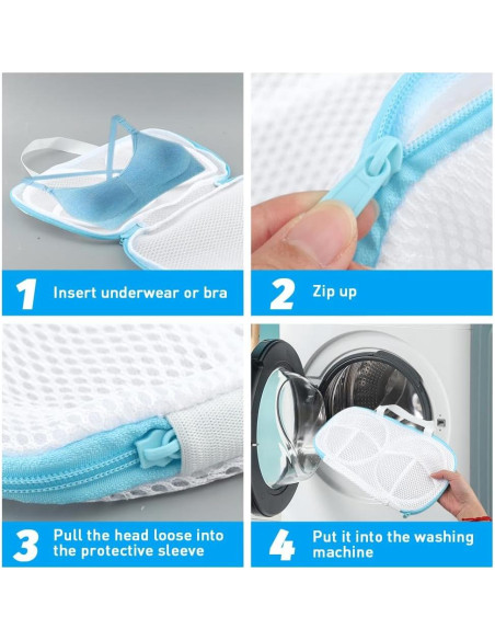 4 Bolsas de Lavado de Sujetadores LOQJSS - Malla Fina 34.5x20cm