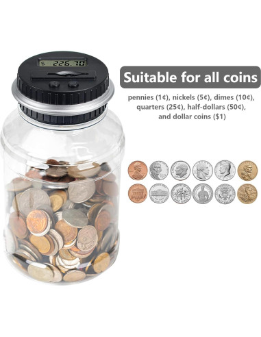 Banco de Monedas Digital Plata - Contador Automático 1.8L