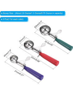 Cucharón de Helado PATIKIL 3 Piezas Acero Inoxidable Multicolor 2