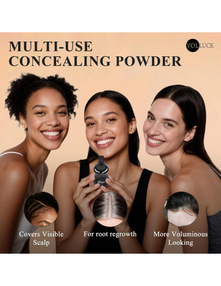 Polvo para Cabello VOLLUCK Negro - Cubre Raíces Grises y Volumen
