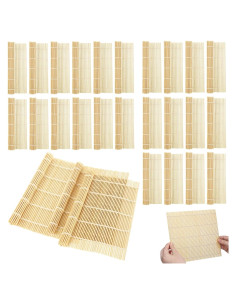 Esteras de Sushi de Bambú QTLCOHD 30 Piezas 24x24 cm