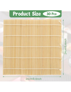 Esteras de Sushi de Bambú QTLCOHD 30 Piezas 24x24 cm 2