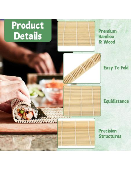 Esteras de Sushi de Bambú QTLCOHD 30 Piezas 24x24 cm