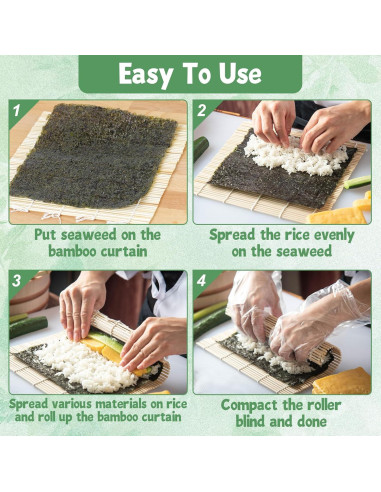 Esteras de Sushi de Bambú QTLCOHD 30 Piezas 24x24 cm