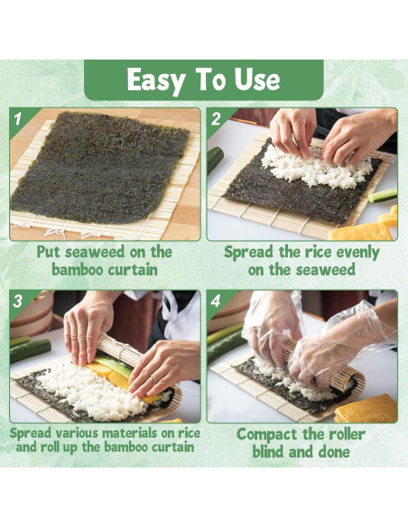 Esteras de Sushi de Bambú QTLCOHD 30 Piezas 24x24 cm