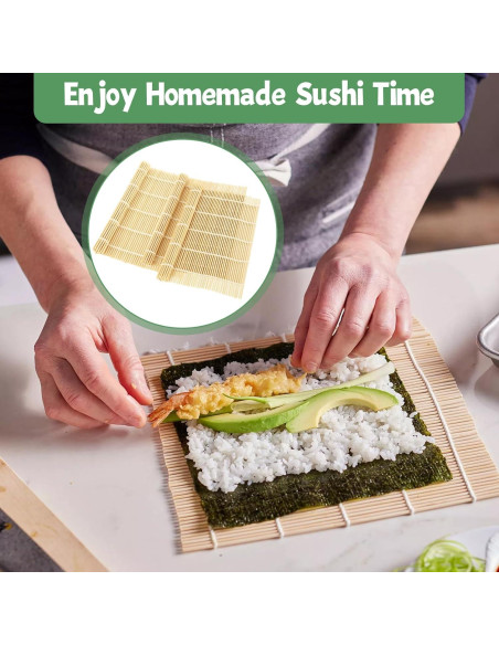 Esteras de Sushi de Bambú QTLCOHD 30 Piezas 24x24 cm