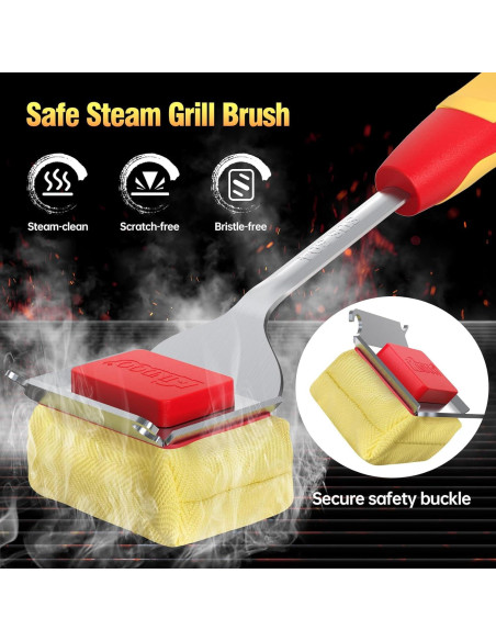 Cepillo de Parrilla Kindoo Sin Cerda 43 cm Rojo con Raspador Cepillo de Parrilla Kindoo Sin Cerda 43 cm Rojo con Raspador