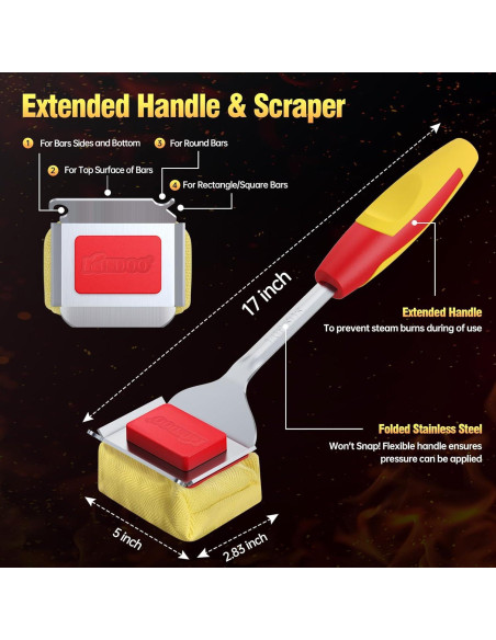 Cepillo de Parrilla Kindoo Sin Cerda 43 cm Rojo con Raspador Cepillo de Parrilla Kindoo Sin Cerda 43 cm Rojo con Raspador