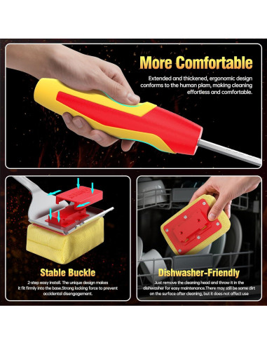 Cepillo de Parrilla Kindoo Sin Cerda 43 cm Rojo con Raspador