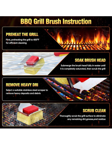 Cepillo de Parrilla Kindoo Sin Cerda 43 cm Rojo con Raspador