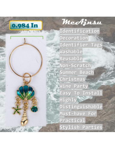 24 Encantos y Marcadores para Copas de Vino McAjnsu - Reutilizables