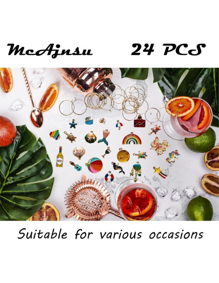 24 Encantos y Marcadores para Copas de Vino McAjnsu - Reutilizables