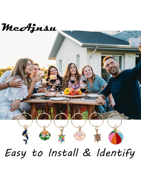 24 Encantos y Marcadores para Copas de Vino McAjnsu - Reutilizables