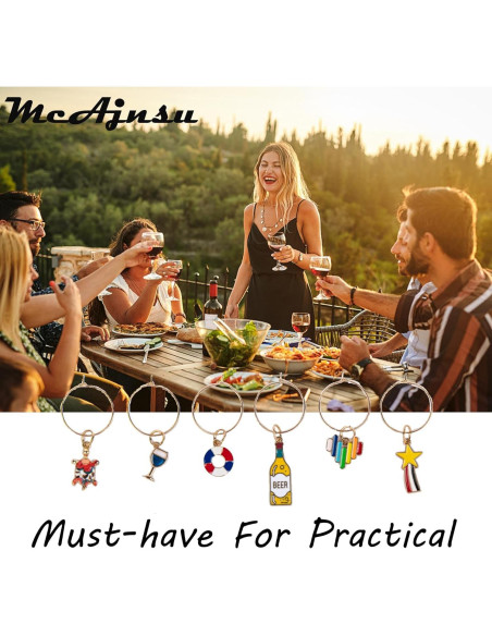 24 Encantos y Marcadores para Copas de Vino McAjnsu - Reutilizables