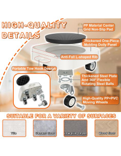 Carro de Muebles MYUEA 544 kg con Ruedas TPR y Palanca 2