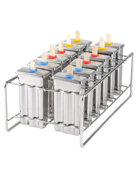 Set de 12 Moldes de Paletas de Acero Inoxidable ELEMONY