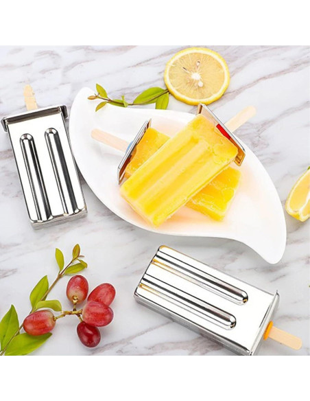 Set de 12 Moldes de Paletas de Acero Inoxidable ELEMONY