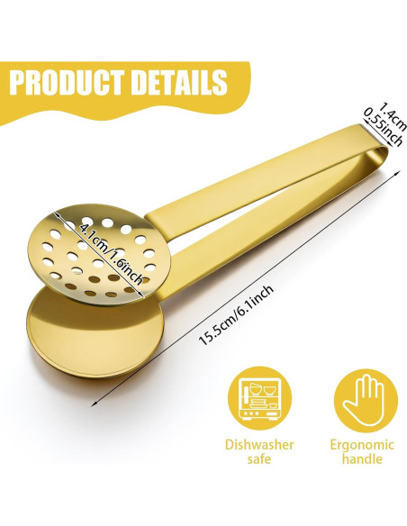 3 Pinzas Exprimidoras de Bolsitas de Té Acero Inoxidable 15 cm