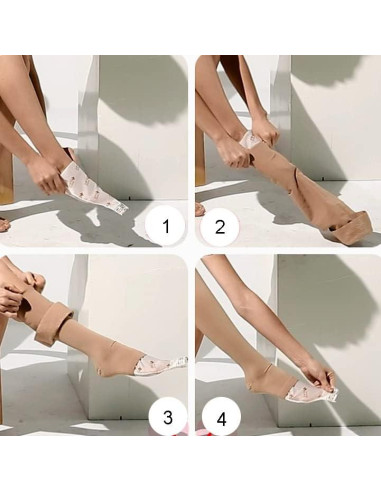 Ayuda para Poner Calcetines de Compresión 2 Pcs Nylon Blanco