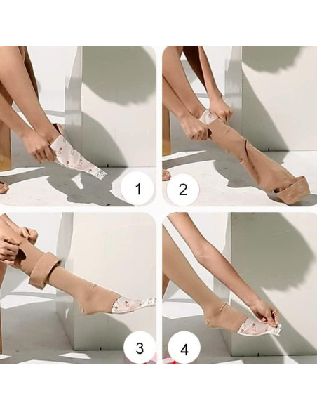 Ayuda para Poner Calcetines de Compresión 2 Pcs Nylon Blanco