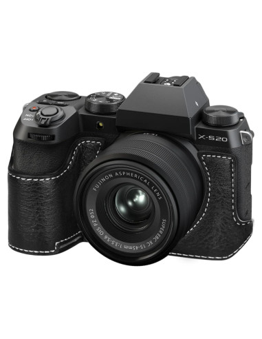 Funda Media de Cuero PU VOVMOEYA para Fujifilm X-S20 - Negro