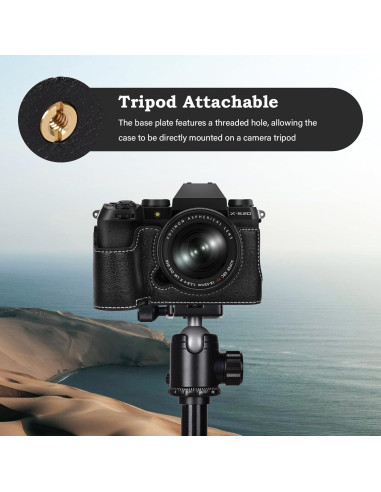 Funda Media de Cuero PU VOVMOEYA para Fujifilm X-S20 - Negro