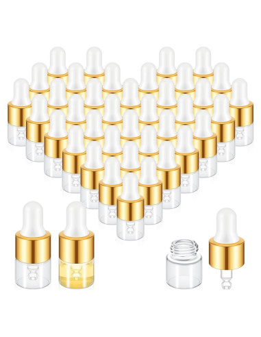 100 Mini Botellas de Vidrio con Cuentagotas Didaey 1 ml Oro