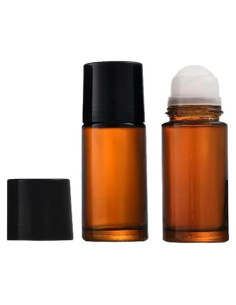 Juego de 2 Botellas de Vidrio Marrón 50ml Roller para Aceites