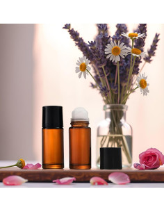 Juego de 2 Botellas de Vidrio Marrón 50ml Roller para Aceites 2