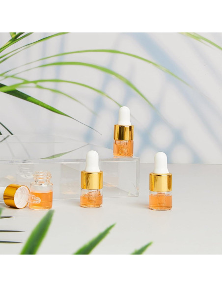 100 Mini Botellas de Vidrio con Cuentagotas Didaey 1 ml Oro