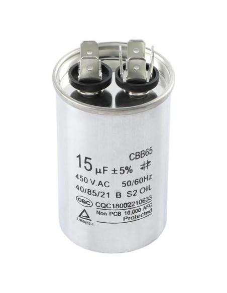 Capacitor CBB65 15uF +/-5% 450V para Aire Acondicionado