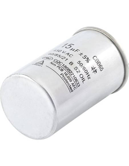 Capacitor CBB65 15uF +/-5% 450V para Aire Acondicionado
