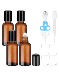 Paquete de 4 botellas de vidrio ámbar 30 ml Bofessor con rodillos