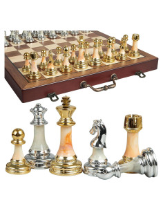 Juego de Ajedrez de Madera ELONGDI 41.91 cm Piezas Acrílico Pesadas