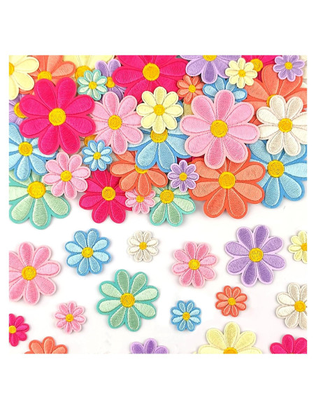32 Parches de Hierro Margaritas Bordados Gleihow Multicolor