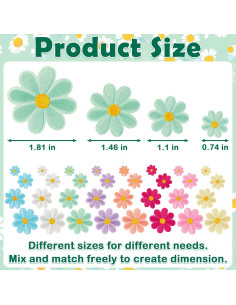 32 Parches de Hierro Margaritas Bordados Gleihow Multicolor 2