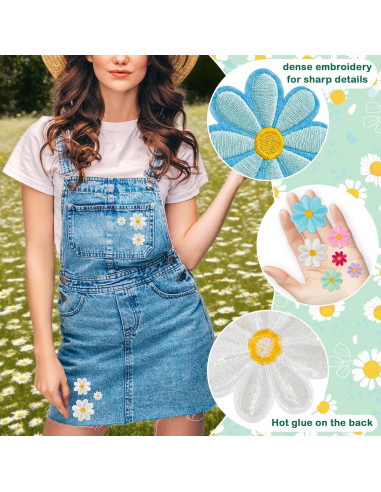 32 Parches de Hierro Margaritas Bordados Gleihow Multicolor